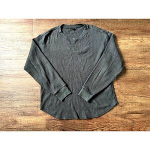 Uniqlo women waffle long sleeve tee shirt, grey, gray, size Small, S, crew neck